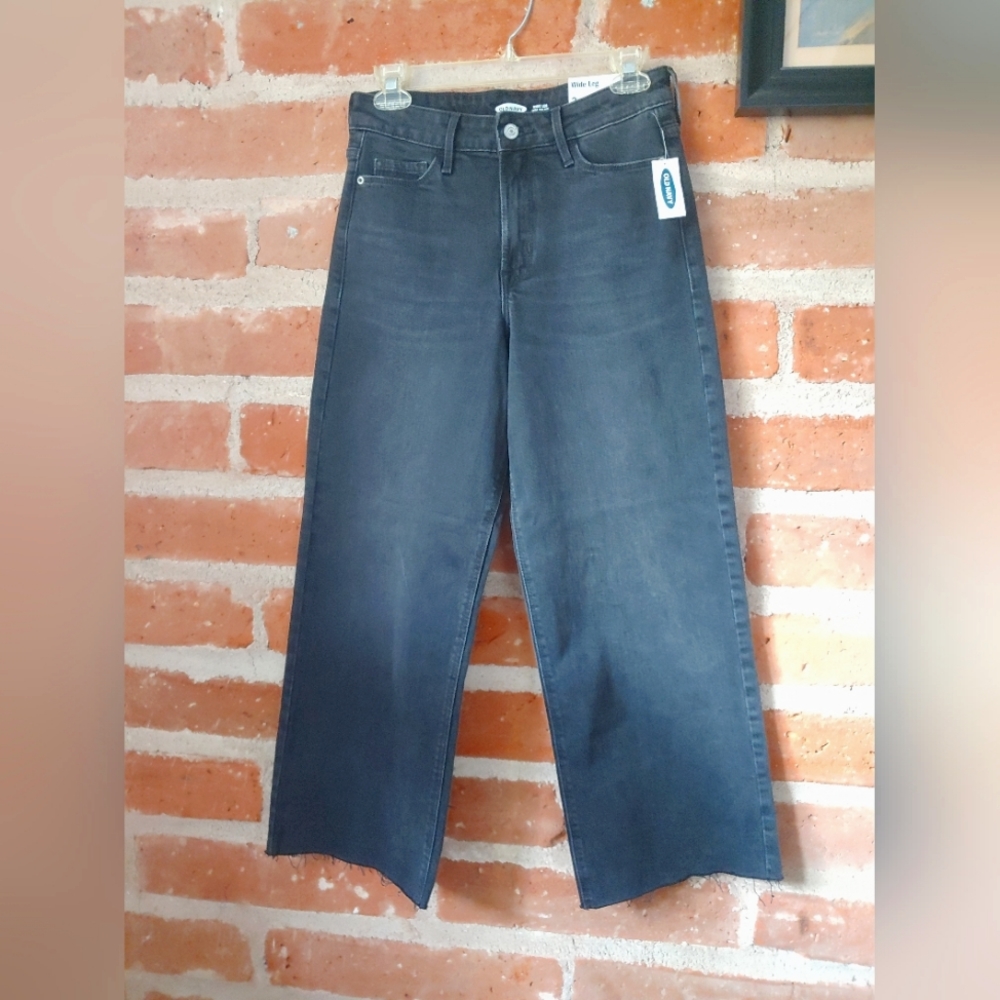Wide Leg Cropped High Rise Jeans